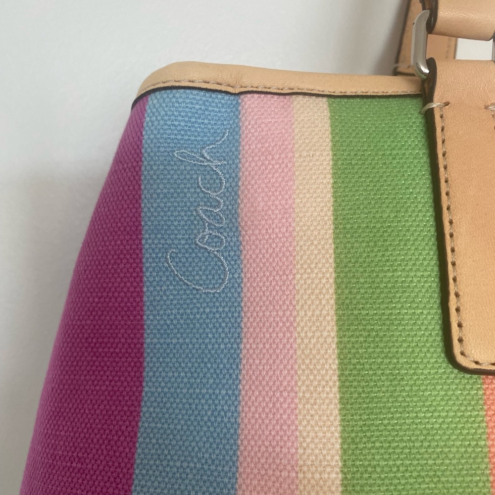 Coach Hampton Weekend Multicolor Striped Tote & Dustbag - NWOT!! - Picture 3 of 13